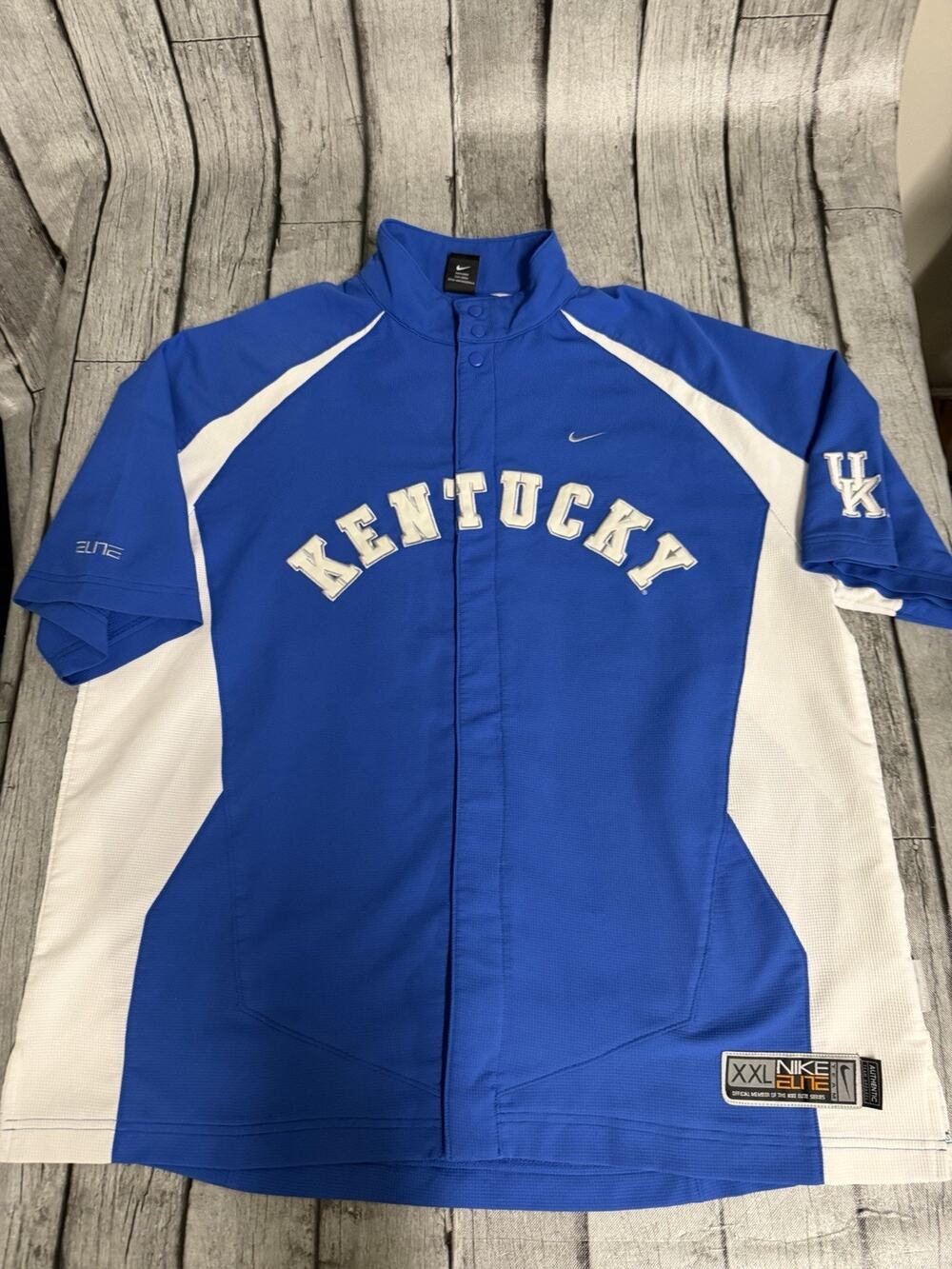 Vintage Nike Elite Kentucky Wildcats Warm Up Shooting Snap Shirt XXL 2X Royal